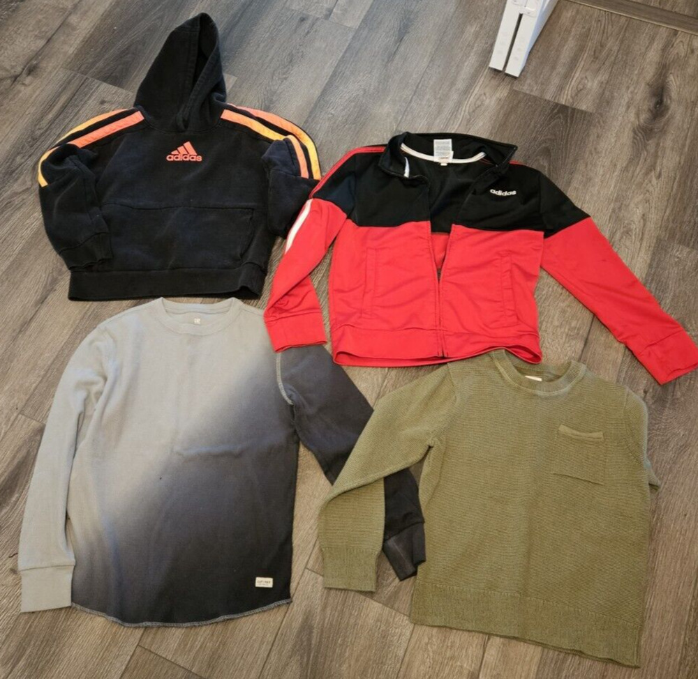 Boys Lot of 3 Shirts & 1 Jacket, Size M & 8, Adidas & Gap Back to School Clothes